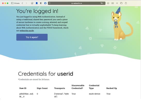 Macbook Pro/Mac OS/Safariの場合:Macbook Proに戻ると、認証は正常に完了しています