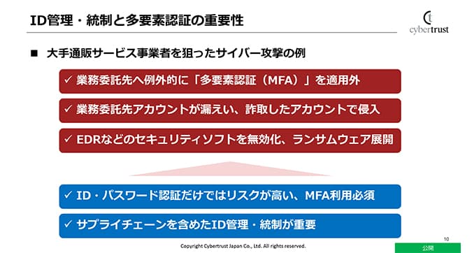 被害事例から見るサプライチェーン管理の重要性 - SCS評価制度が求める端末管理とID認証 ── SSO×デバイス証明書×IT資産管理で実現するサプライチェーンのセキュリティ強化 | ブログ | CloudGate UNO クラウドゲートウノ | CloudGate (クラウドゲート) | Slide 2