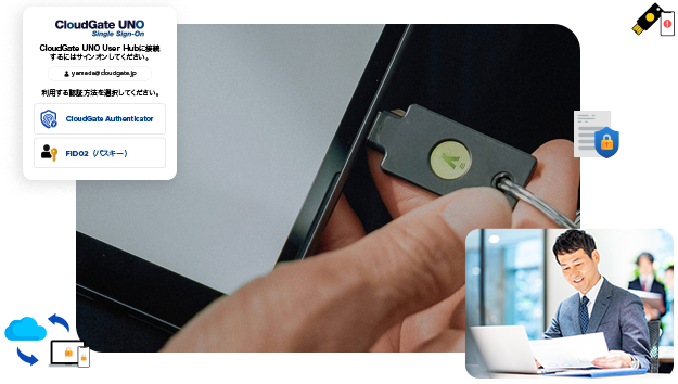 Windowsへの二要素認証ソリューション - PCログインからクラウドまで、セキュリティキー 1本で実現する強固な二要素認証  | YubiPlus x CloudGate UNO